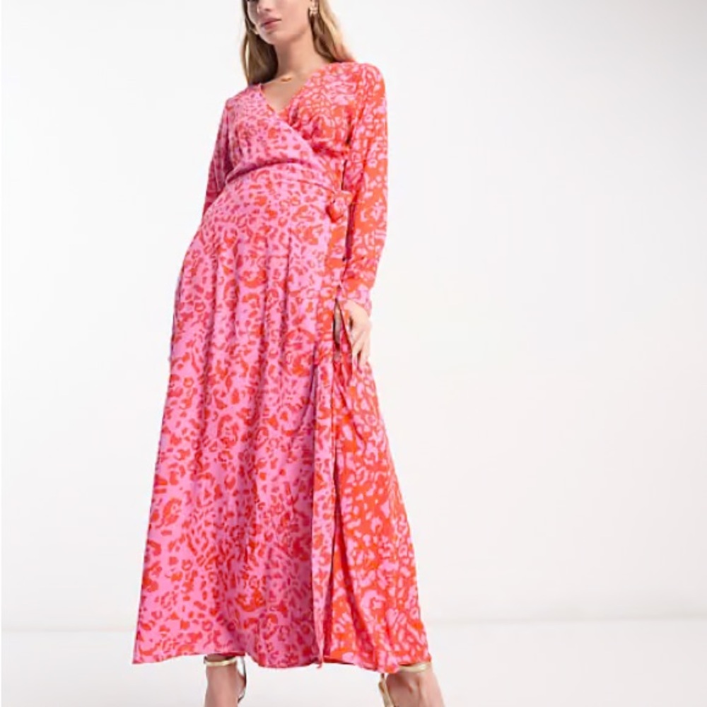 Anthropologie Never Fully Dressed Vibrant Pink and Orange Maxi Dress
